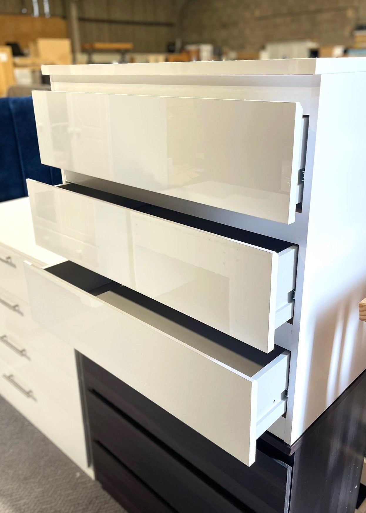 Assembled Habitat Jenson Gloss 3 Drawer Chest - White